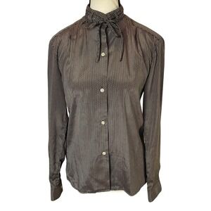 Vintage Jones New York Women's Button Down Shirt Blouse Size 6 Bow Collar Office